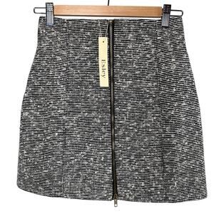 Esley WMNS Small Gray Front Zip Lined A-Line Mini Skirt NWT Poly/Wool Blend Club
